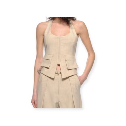 Gilet Gessato Scollo Rotondo