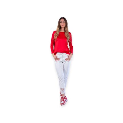Jeans bianco rotture fondo