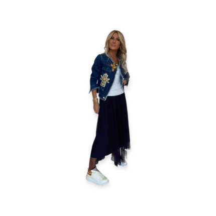 Giubbino Jeans Blu Con Applicazioni