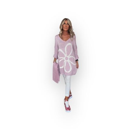 Maxi Maglia Fiore Scollo a V