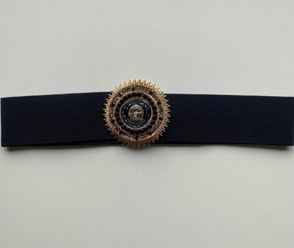 Cintura Elastico Nera con Fibbia Rotonda