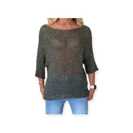 Maglia Mini Paillettes Scollo a Barchetta