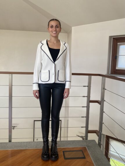 Giacca in Maglia con Bordi a Contrasto